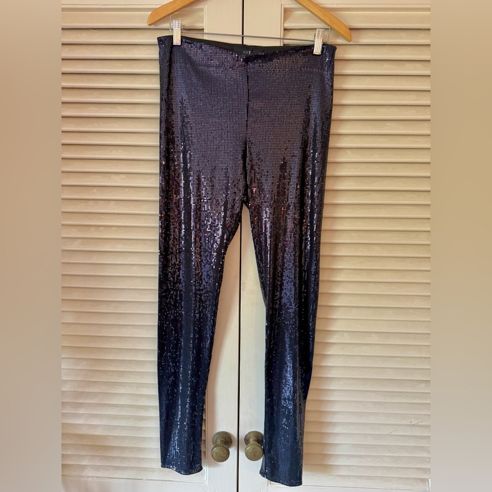 NWT FOREVER 21 NAVY SEQUIN LEGGINGS SIZE LARGE